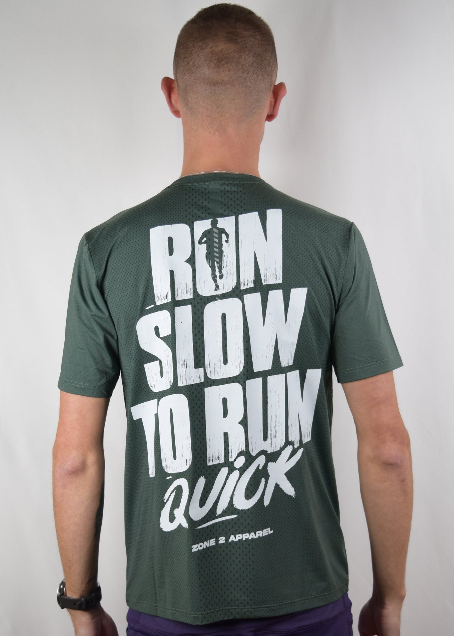 Performance running tee the mantra in green